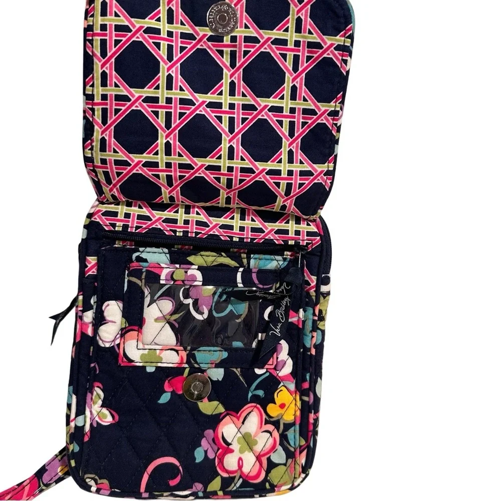 Vera Bradley Mini Hipster Navy Floral Quilted Crossbody in Ribbons Retired EUC